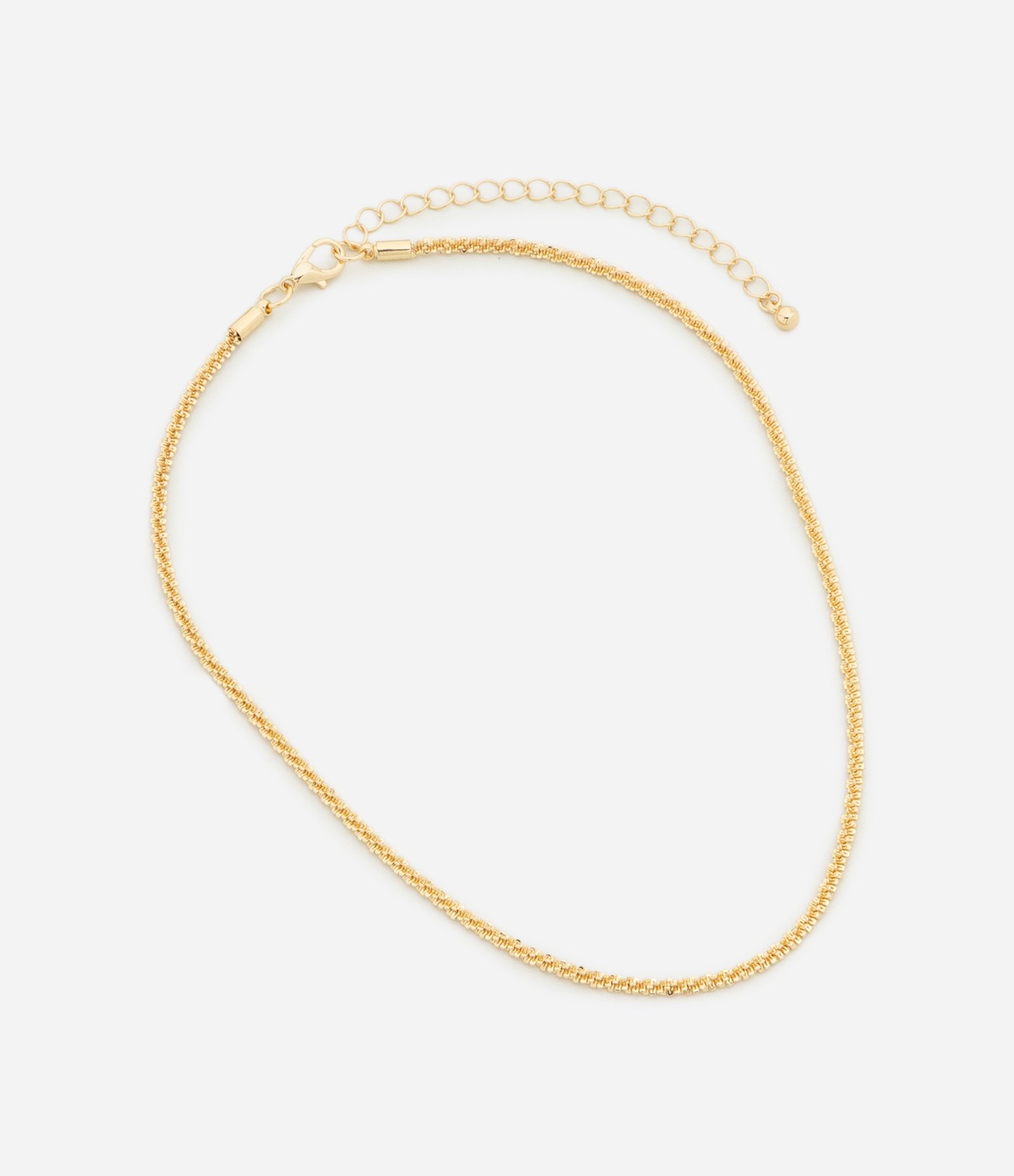 Colar Longo Corrente com Textura Diamantada Dourado 2