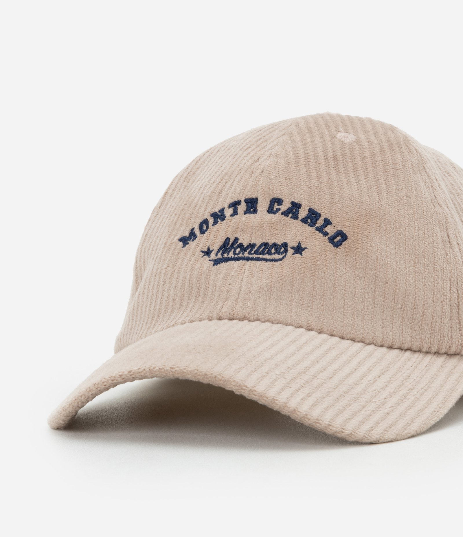 Boné Aba Curva em Veludo Cotelê com Bordado Monte Carlo Bege 4