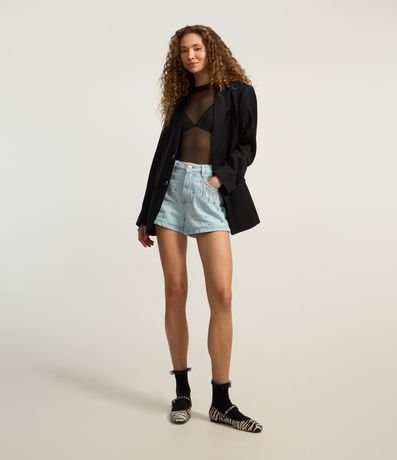 Short Slim em Jeans com Brilhos Aplicados e nos Bolsos Short Slim em Jeans com Brilhos Aplicados e nos Bolsos