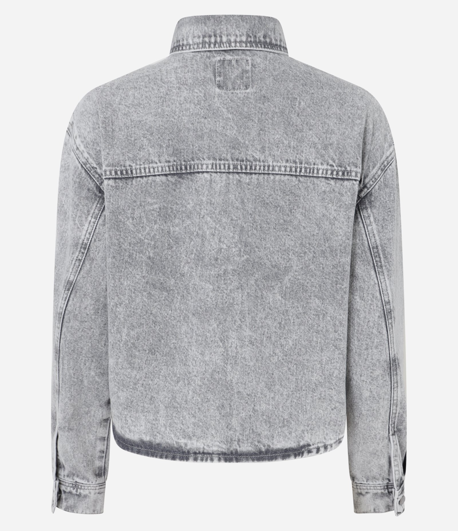 Camisa Regular em Jeans com Brilhos Aplicados Cinza 8