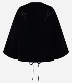 Kimono em Veludo com Amarração e Cisnes Bordados