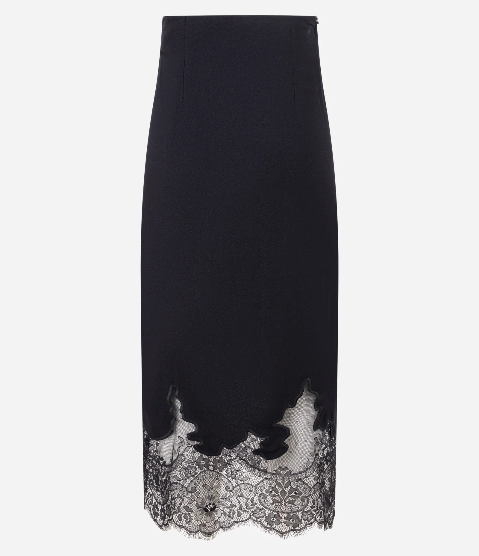 Saia Boho Reta em Crepe com Renda Floral na Barra Preto 2