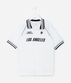 Camiseta Infantil com Gola Polo e Estampa de Time Los Angeles - Tam 5 a 14 ANOS