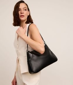 Bolsa Shoulder Média com Detalhes Croco