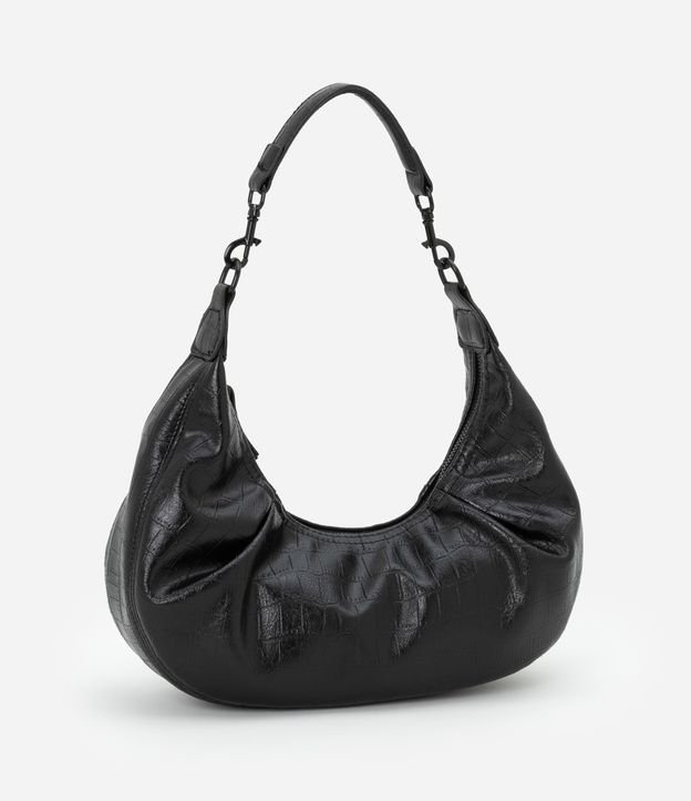 Bolsa Baguete Pequena com Textura Croco
