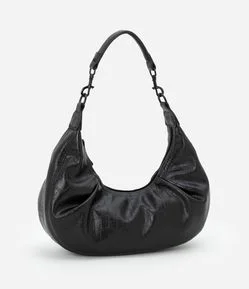 Bolsa Baguete Pequena com Textura Croco