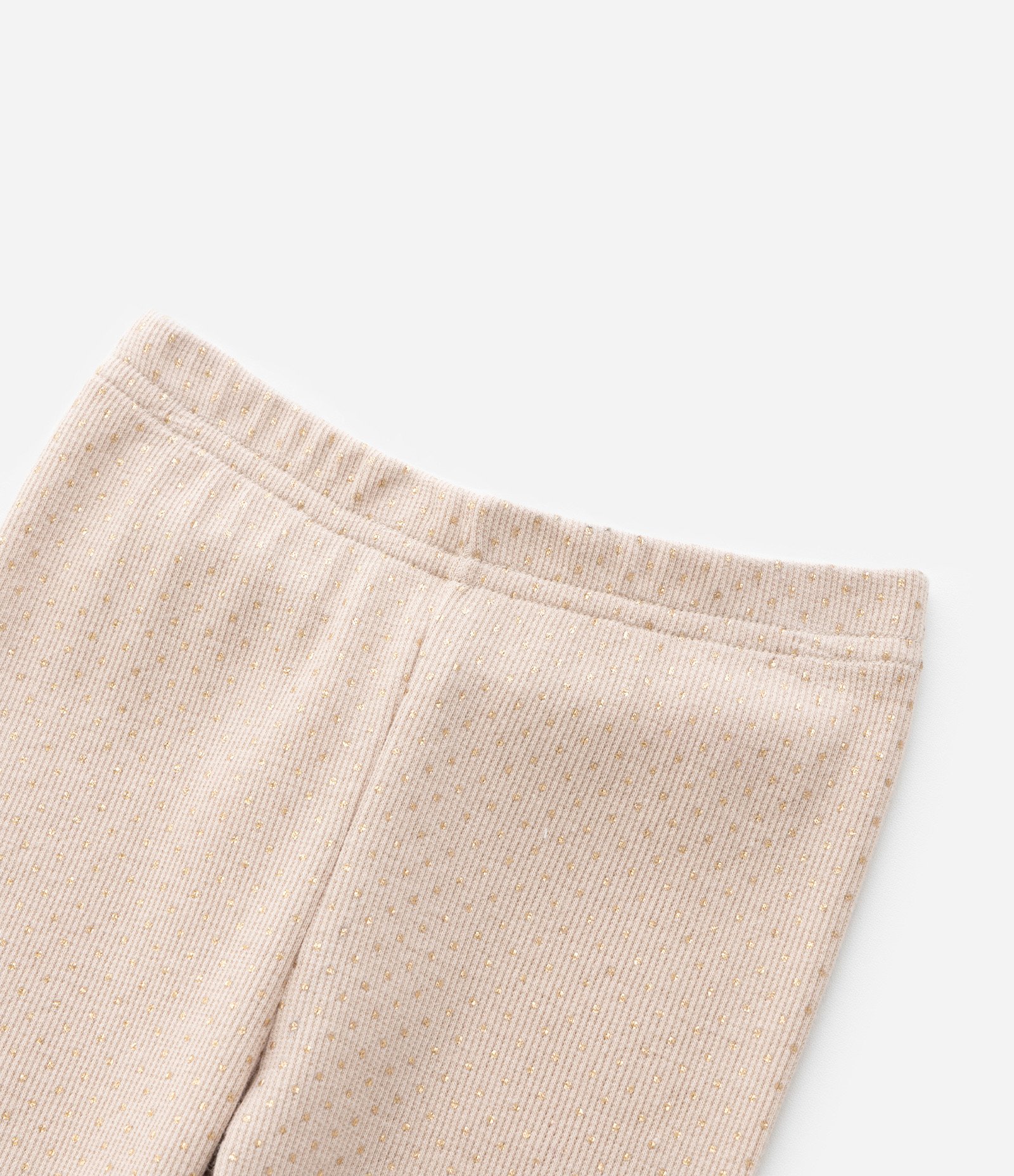 Calça Legging Infantil em Ribana com Brilhos em Foil - Tam 1 a 6 Anos Bege 4