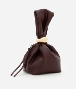 Bolsa Bucket Pequena com Alça de Mão com Detalhe de Metal