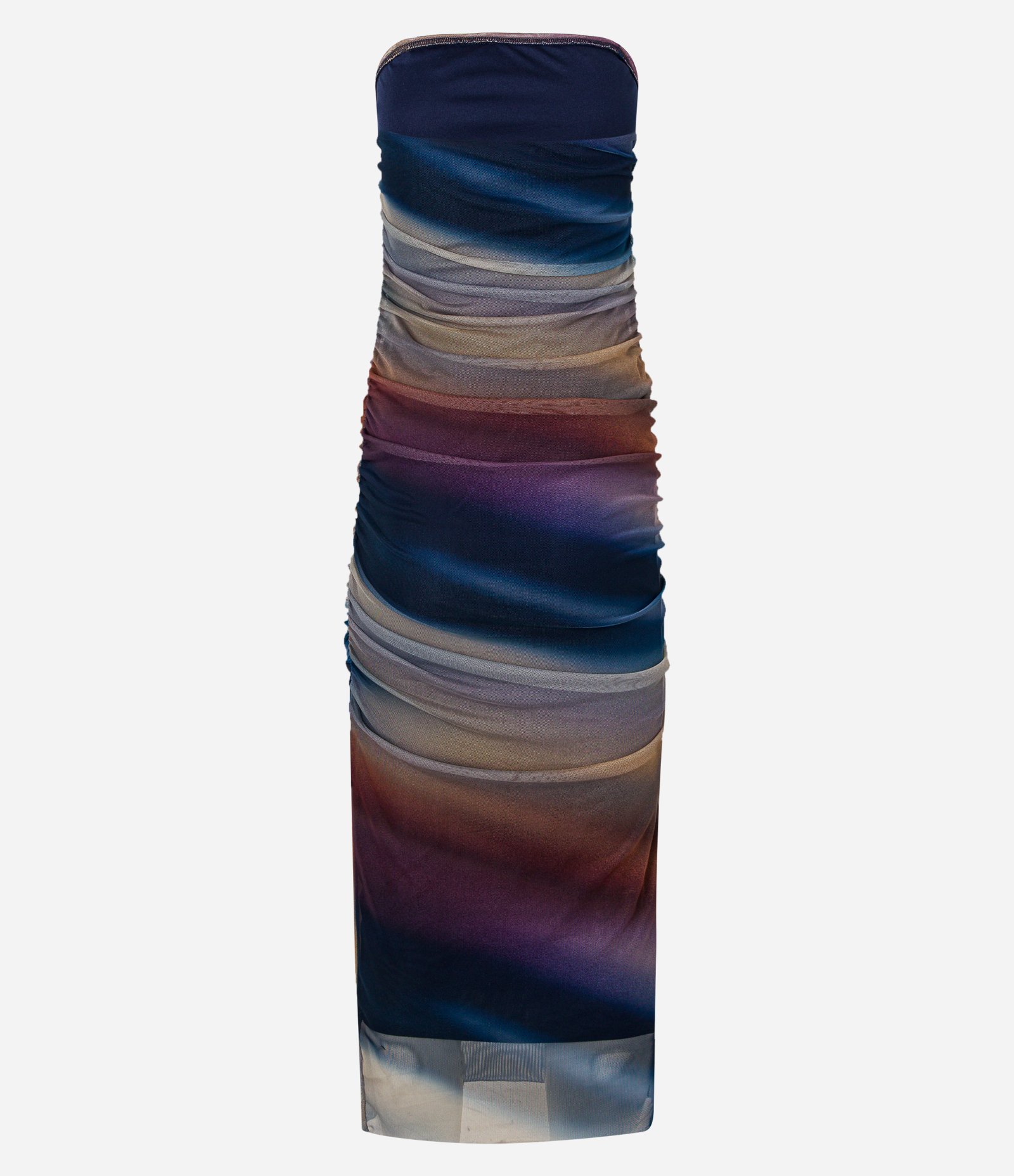 Vestido New Midi Boho em Tule com Drapeado Lateral e Estampa Manchadinha Multicores 2