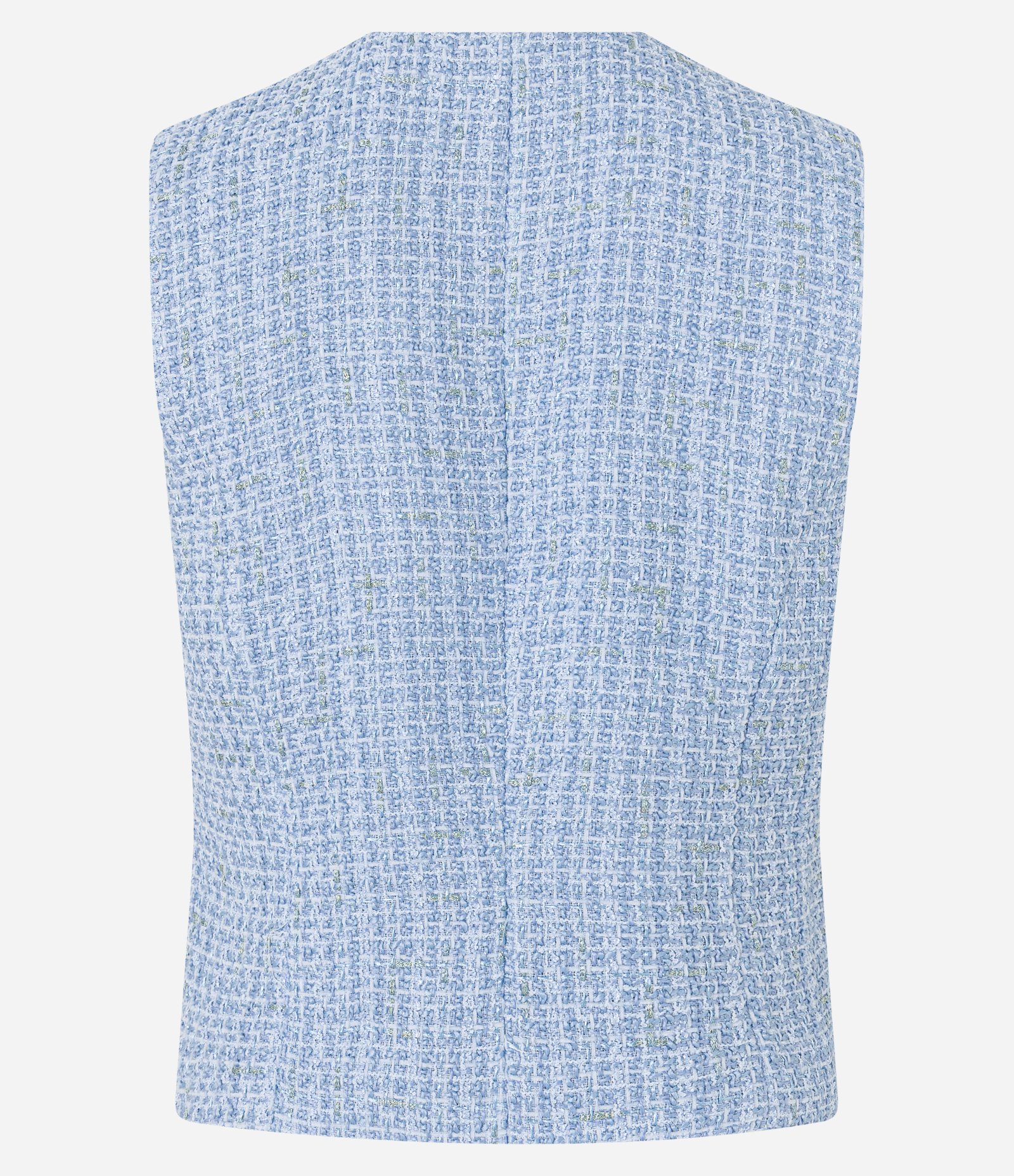 Colete em Tweed com Botões de Efeito Torcido Azul 7