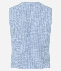 Colete em Tweed com Botões de Efeito Torcido