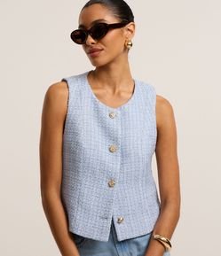 Colete em Tweed com Botões de Efeito Torcido