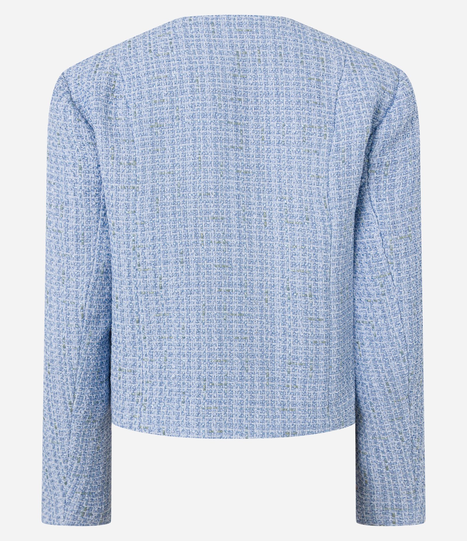 Casaqueto em Tweed com Bolsos com Lapelas Azul 10