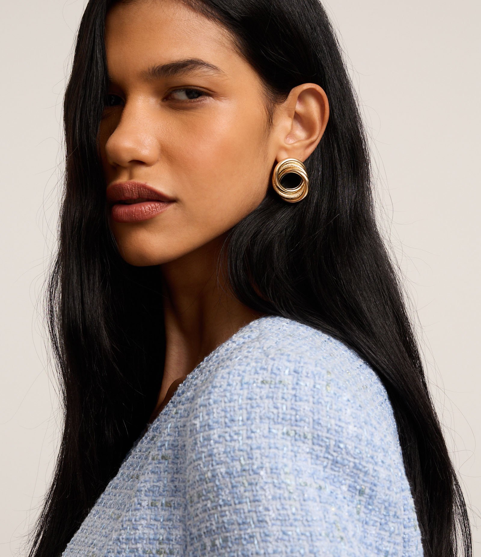 Casaqueto em Tweed com Bolsos com Lapelas Azul 5