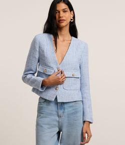 Casaqueto em Tweed com Bolsos com Lapelas