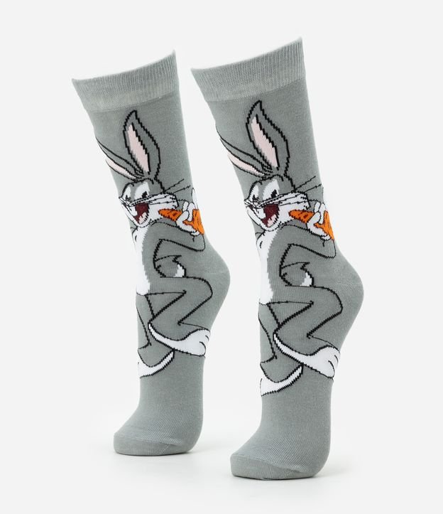 Meia Cano Longo em Algodão com Estampa do Pernalonga