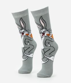 Meia Cano Longo em Algodão com Estampa do Pernalonga