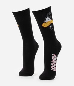 Meia Cano Alto em Algodão com Estampa Patolino