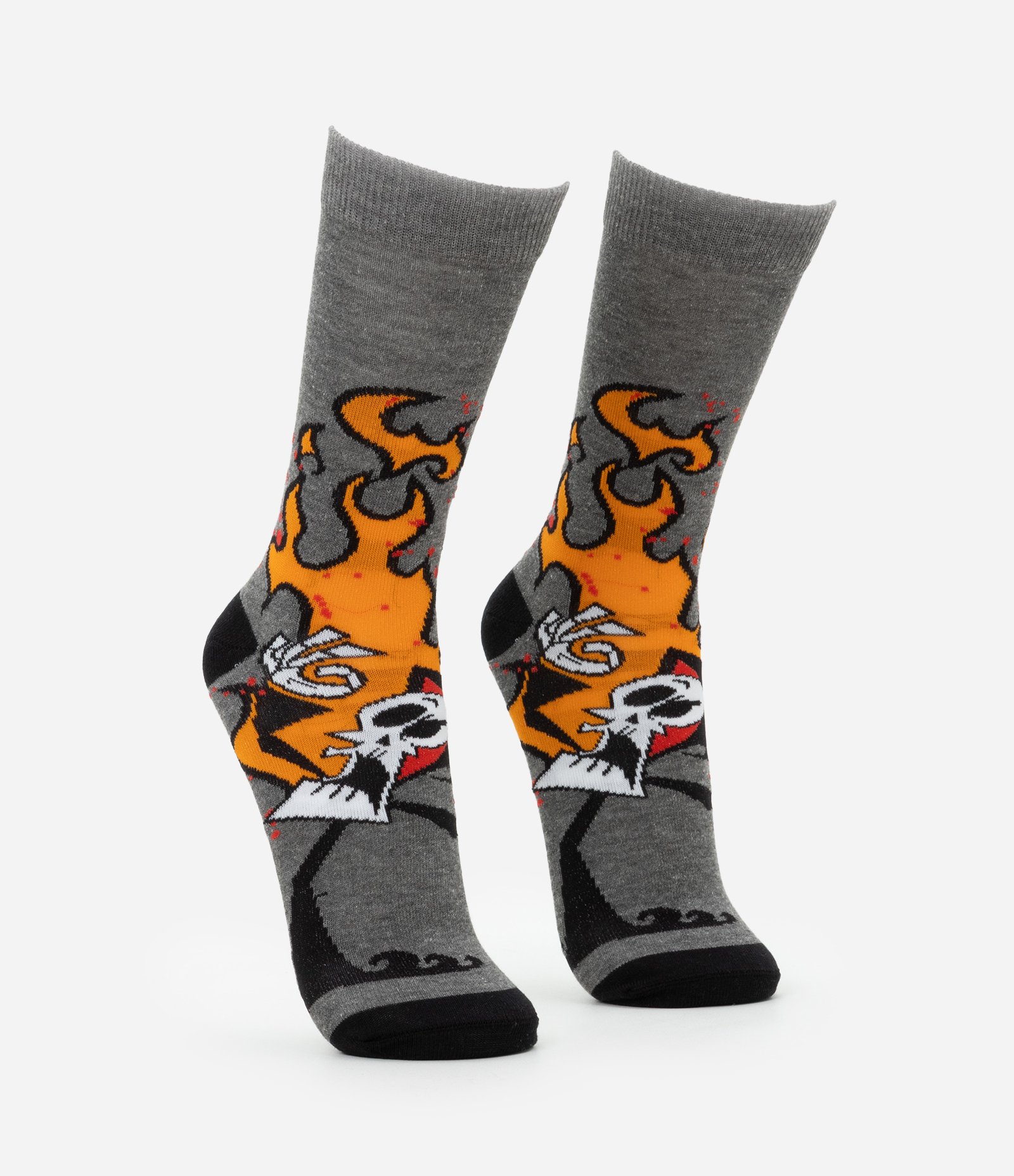 Meia Cano Alto em Algodão com Estampa o Ceifador de  Billy & Mandy Cinza 2