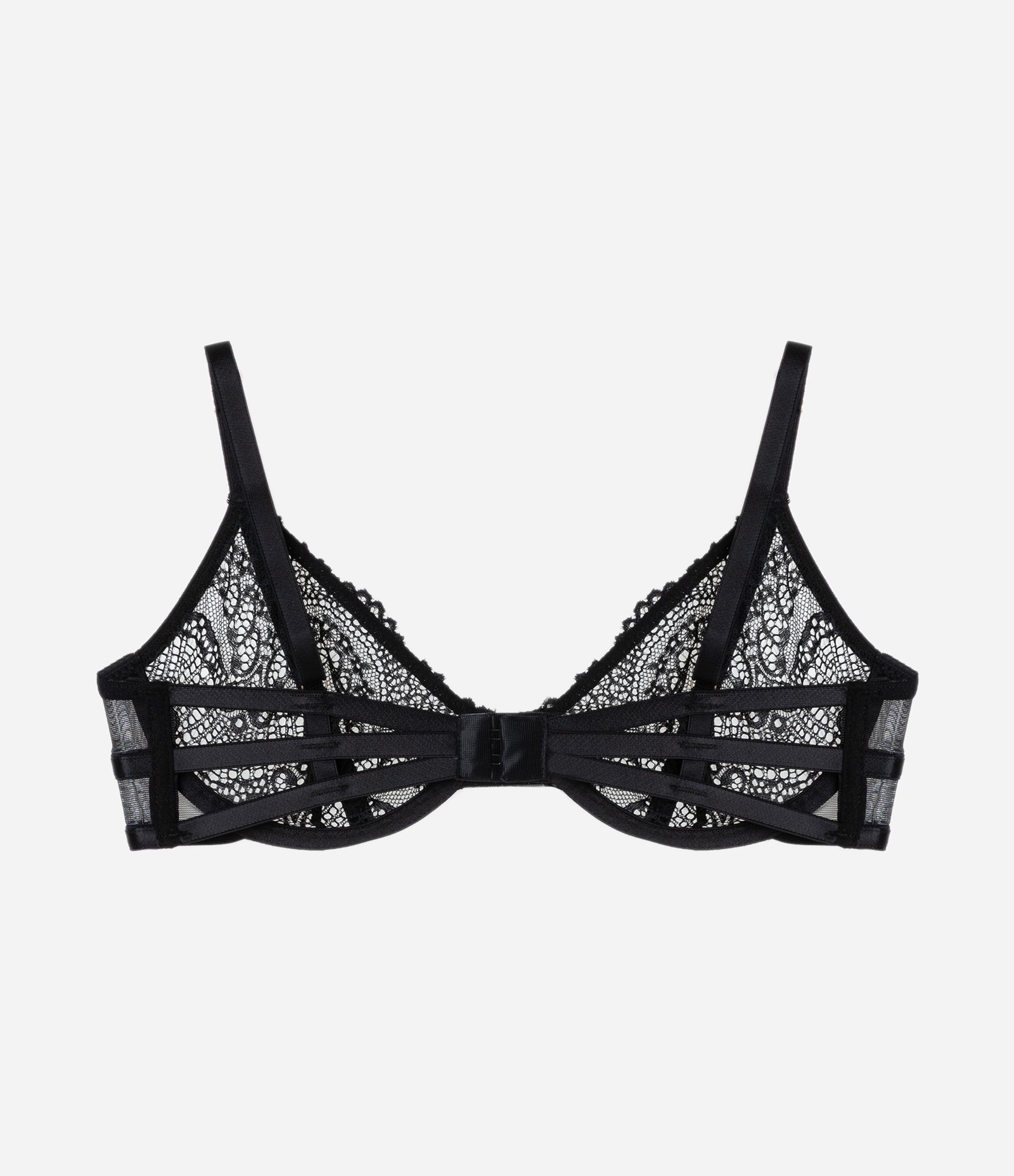 Sutiã sem Bojo com Aro em Renda Floral com Transparência Preto 6