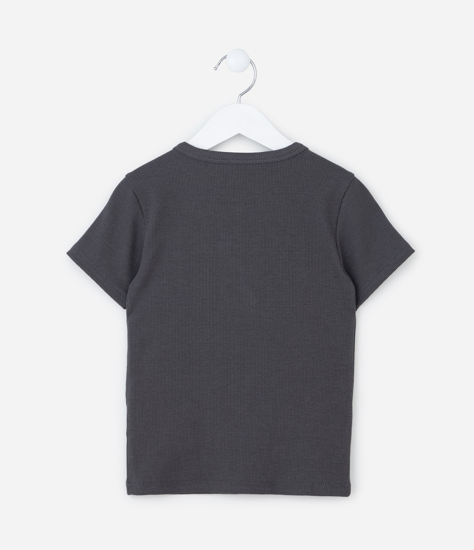 Camiseta Infantil Canelada com Bordado Stitch - Tam 5 a 14 Anos Cinza 2