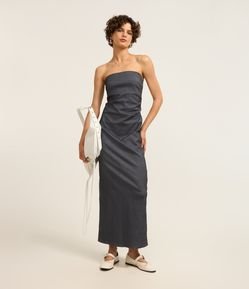 Vestido Long Midi em Bengaline com Lastex