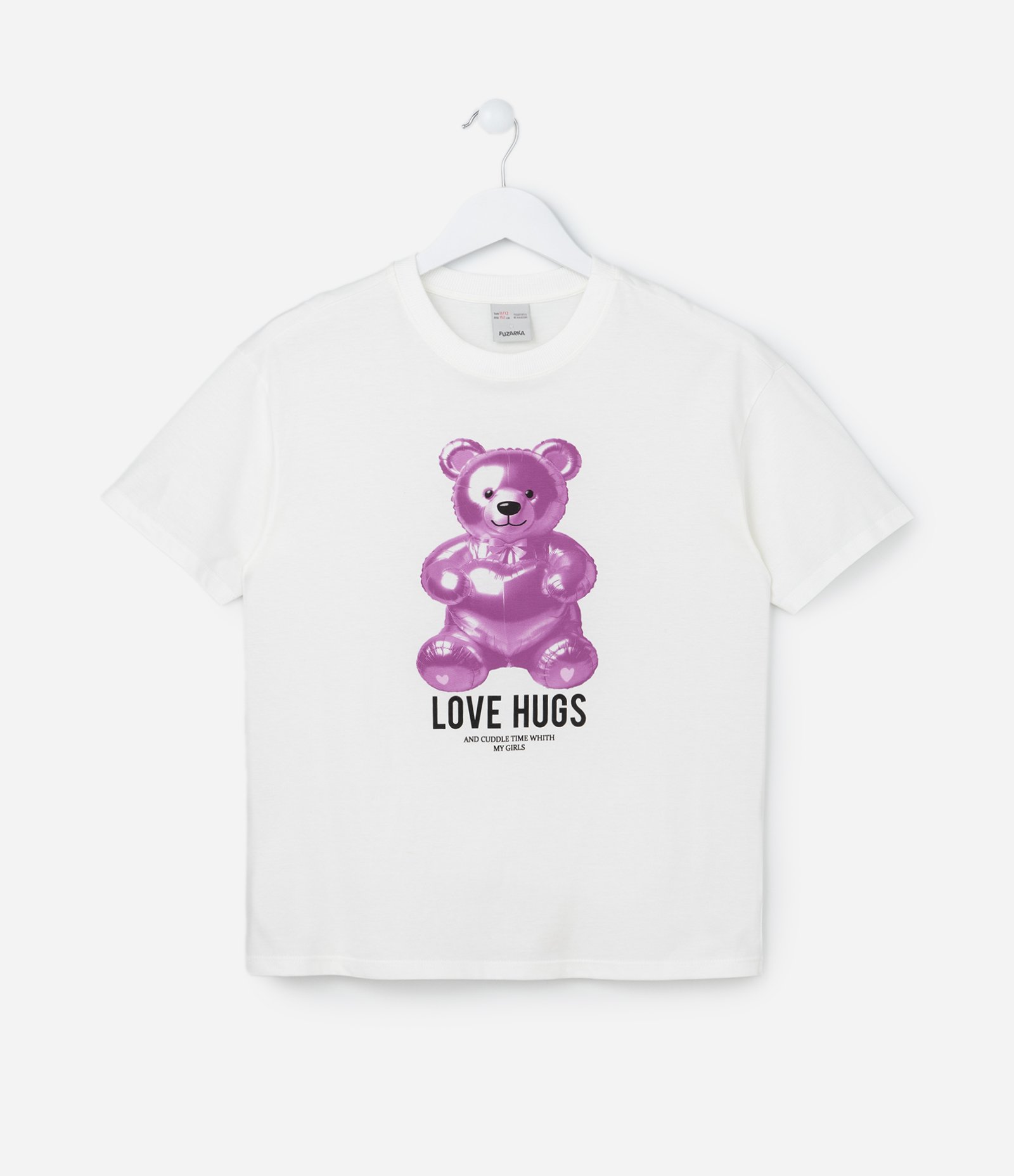 Camiseta Infantil com Estampa Balão de Ursinho - Tam 7 a 14 Anos Branco 1