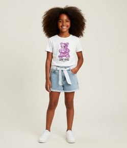 Camiseta Infantil com Estampa Balão de Ursinho - Tam 7 a 14 Anos
