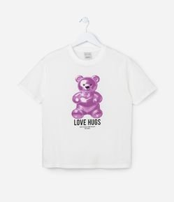 Camiseta Infantil com Estampa Balão de Ursinho - Tam 7 a 14 Anos