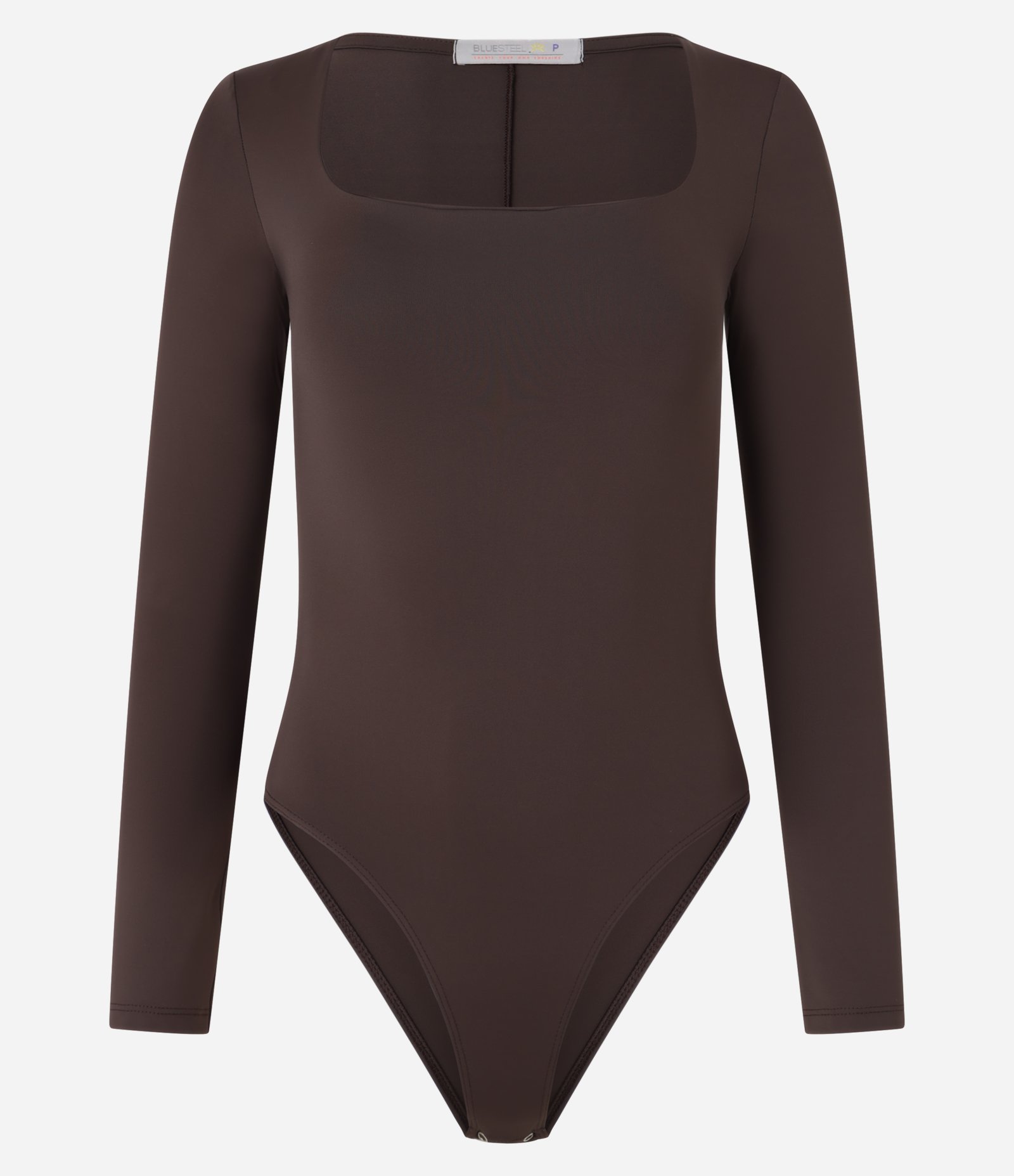 Body em Microfibra com Decote Quadrado Marrom 4