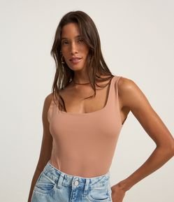 Body em Poliamida com Decote Redondo e Alça Média