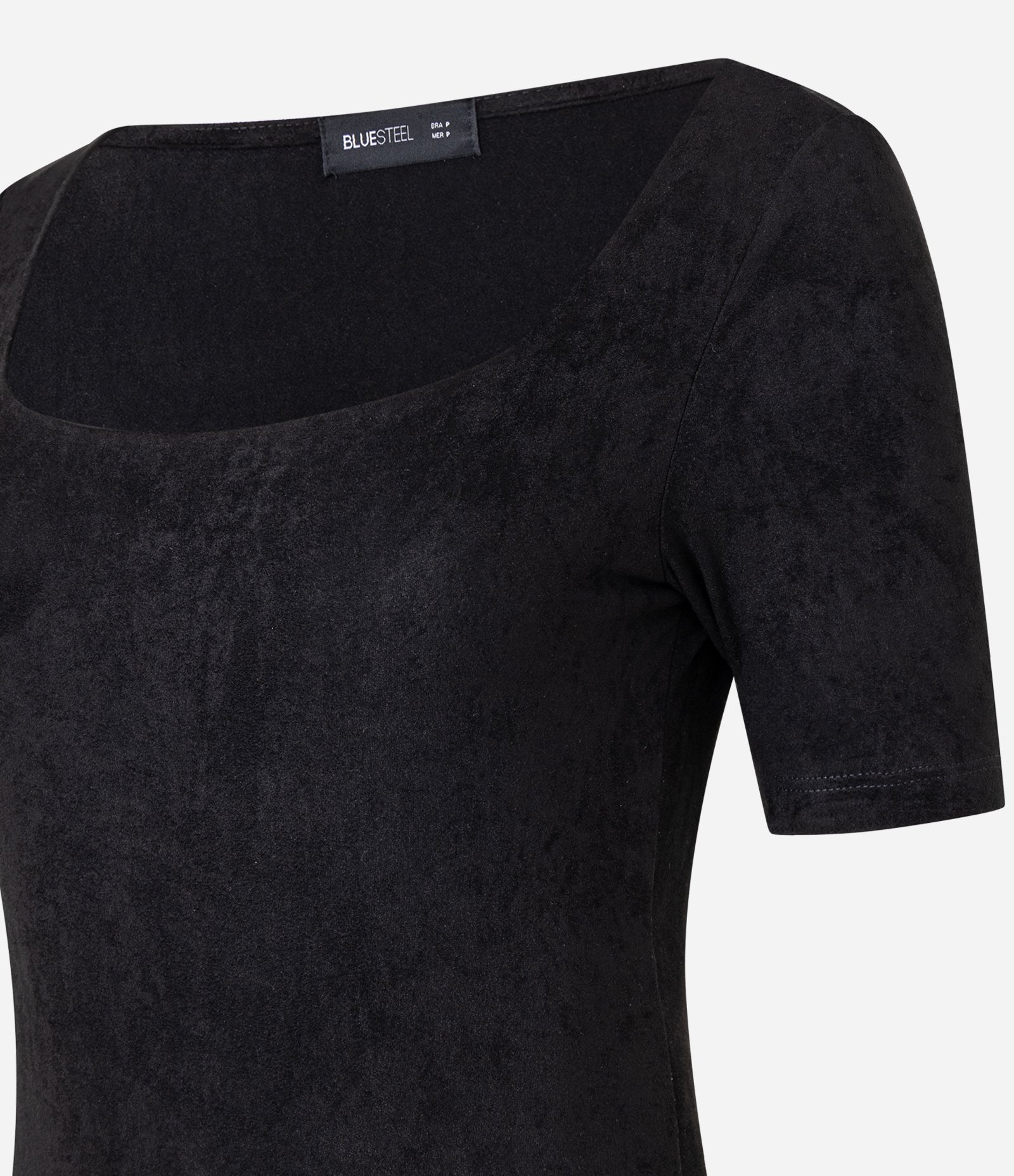 Body em Suede com Decote Redondo Preto 5