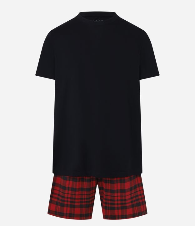 Pijama Curto em Algodão com Estampa Xadrez