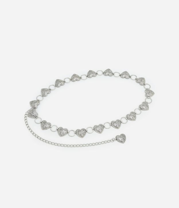 Cinto Médio em Corrente de Metal com Corações  Trabalhados