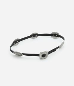 Cinto Largo com Aplicação de Moedas e Fivela Quadrada