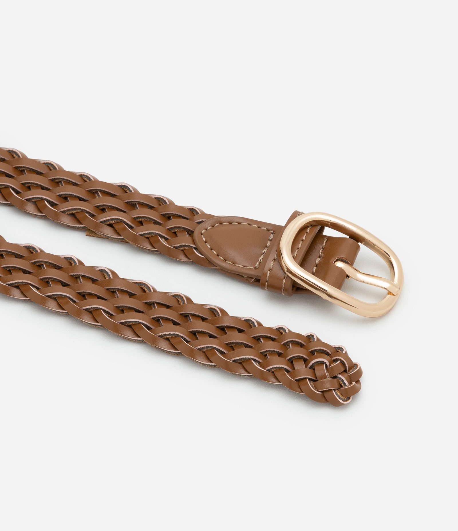 Kit 02 Cintos com Efeito Trançado Tressê e Fivela em Metal Marrom/Preto 3