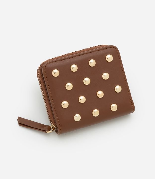 Carteira Pequena com Studs Contrastantes