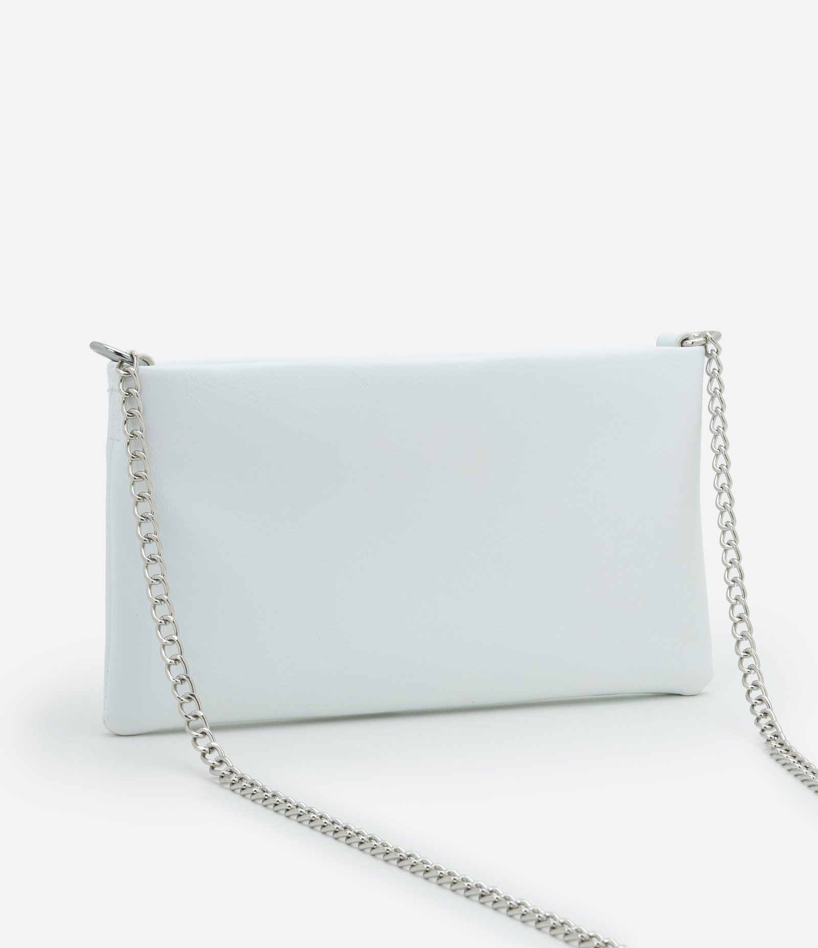 Carteira Transversal Grande em PU com Alça Fina de Corrente Off White 3