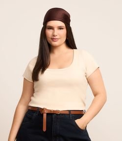Blusa em Ribana com Decote Curve & Plus Size
