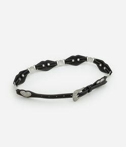 Cinto Estreito em PU com Elos e Detalhe em Coração