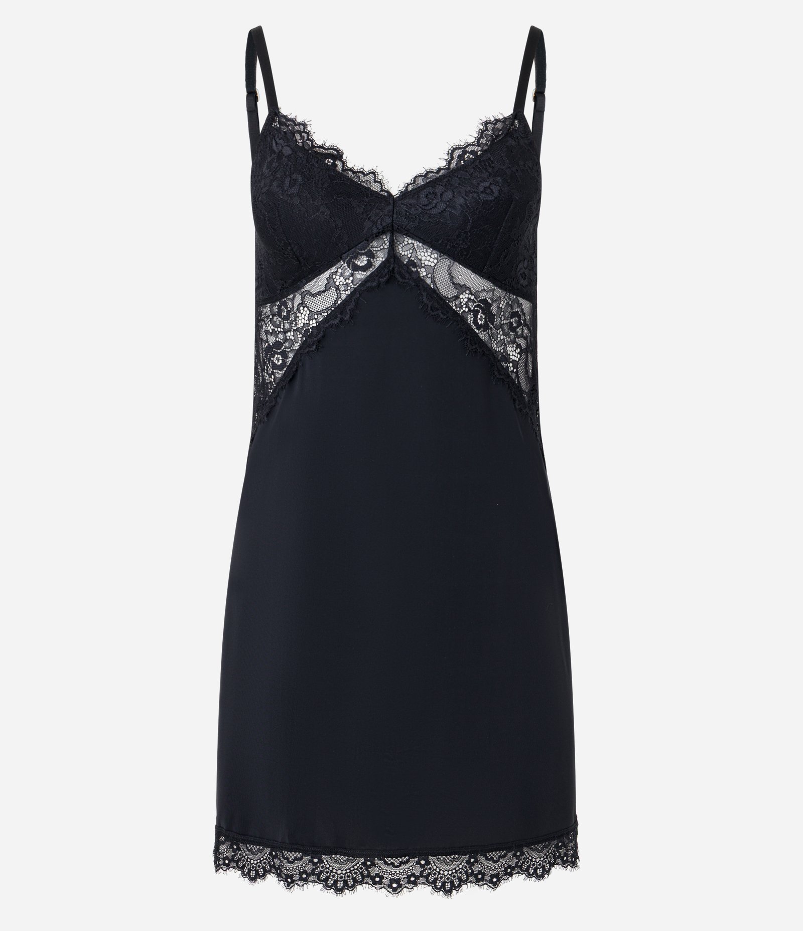 Camisola de Alça em Microfibra com Renda no Busto Preto 3