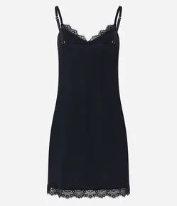 Camisola de Alça em Microfibra com Renda no Busto