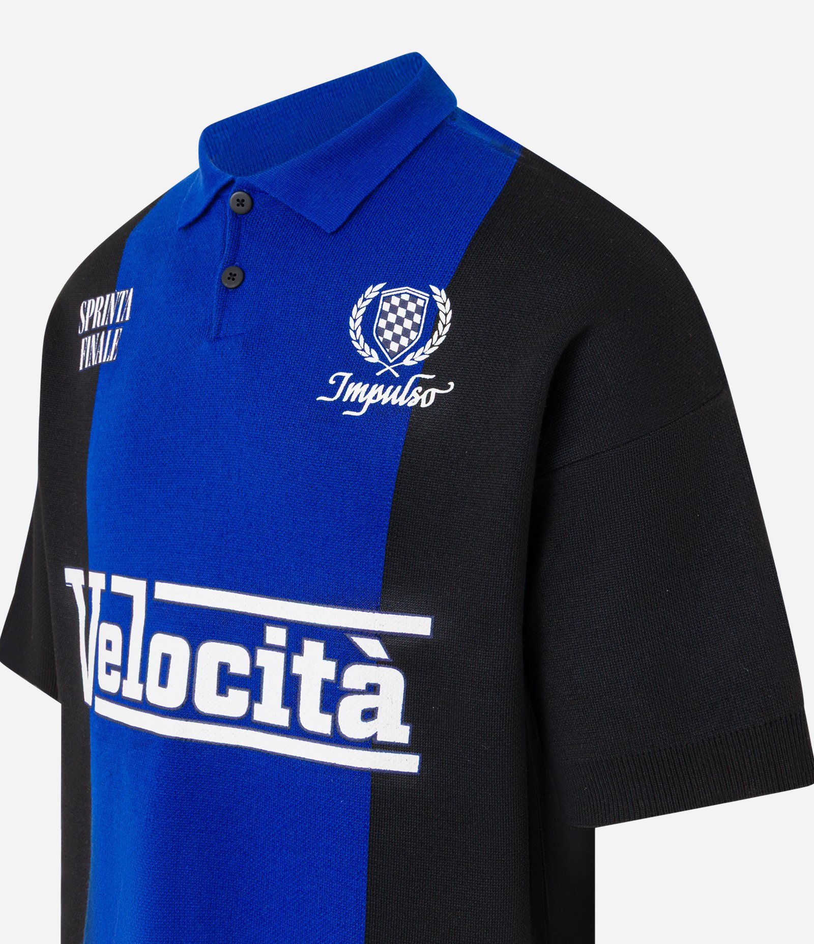 Camiseta Boxy Esportiva em Tricô com Estampa Velocita Azul 6
