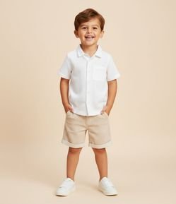 Camisa Infantil com bolsinho Texturizada - Tam 1 a 6 Anos