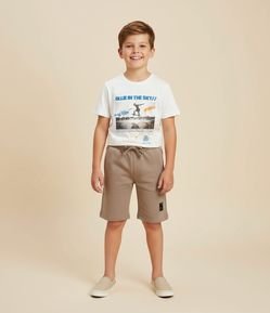Bermuda Infantil com Cós Elástico e Etiqueta na Barra - Tam 5 a 14 Anos