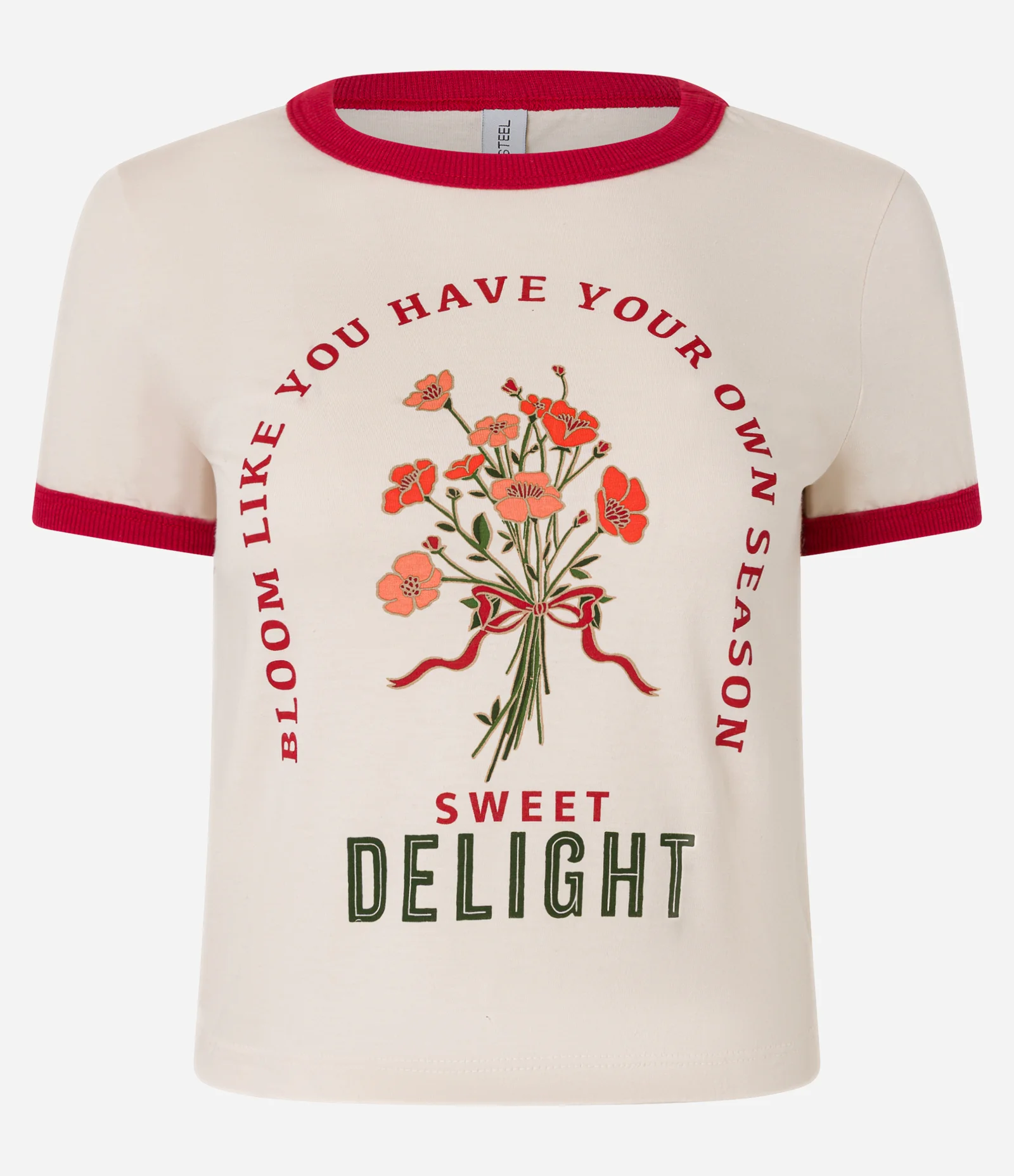 Blusa Cropped em Algodão com Estampa Sweet Delight Bege 1