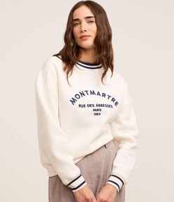 Casaco Moletom com Ribana e Bordado Montmartre