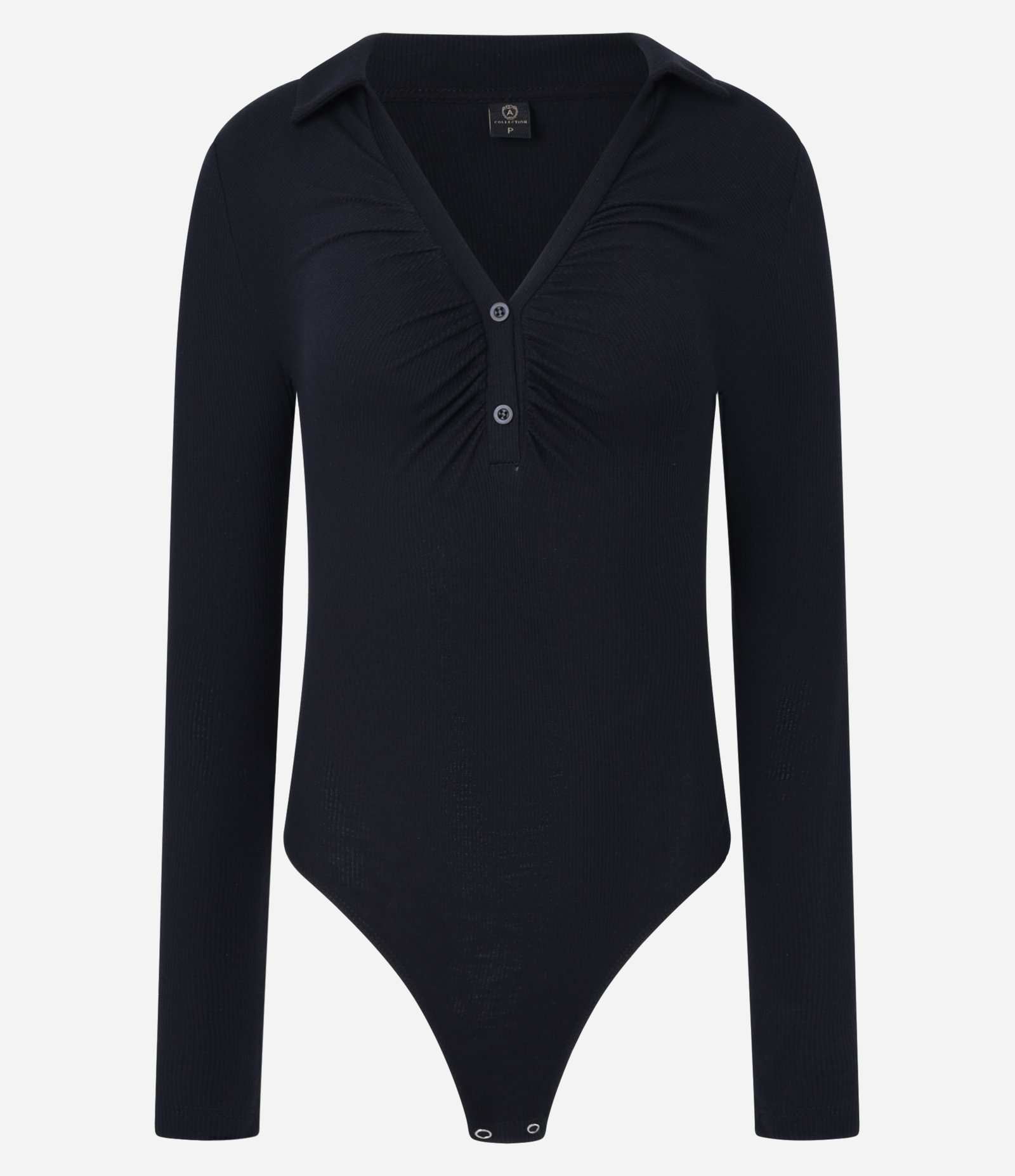 Body em Ribana com Gola Polo e Franzidos no Busto Preto 7
