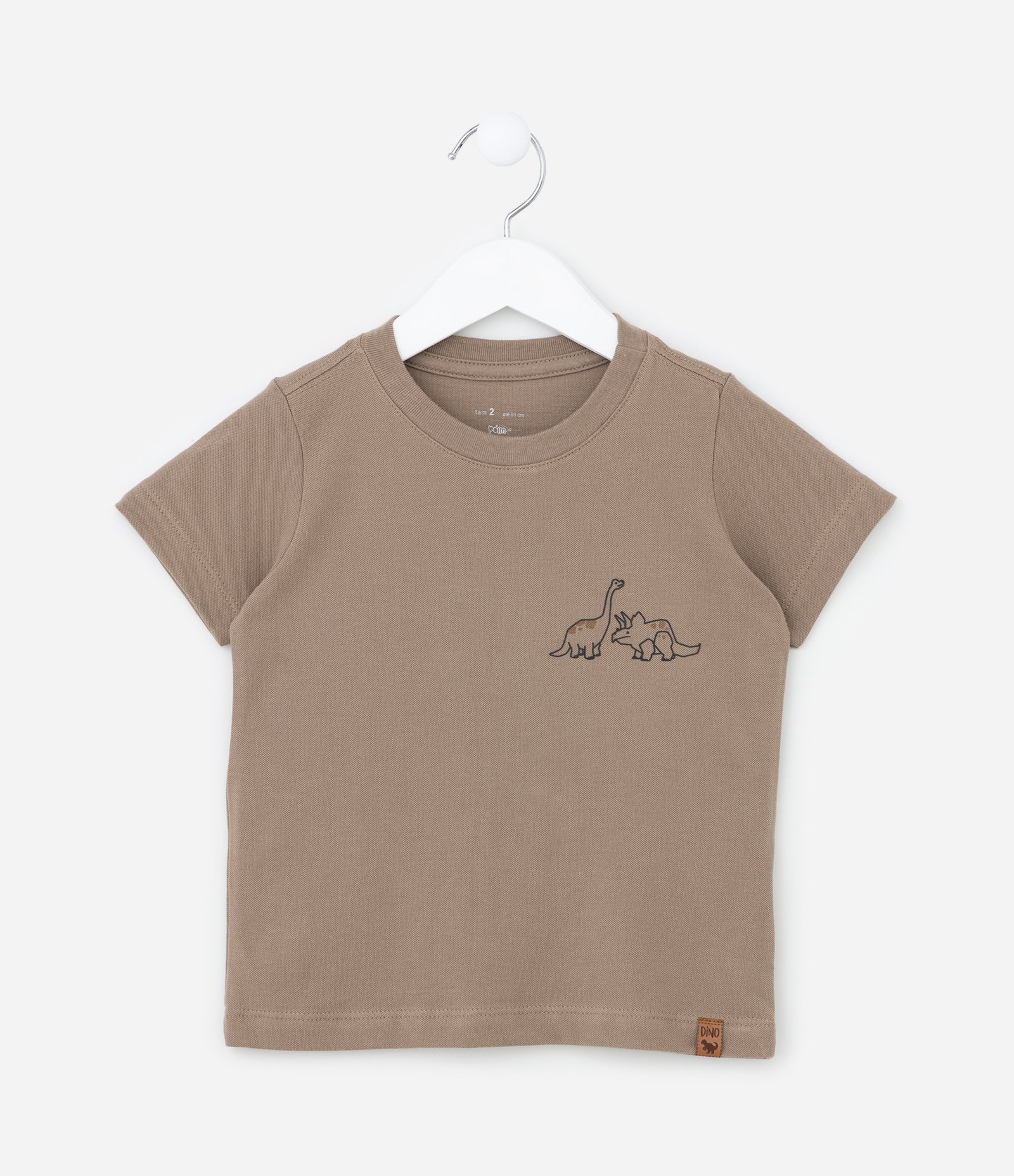 Camiseta Infantil com Estampa de Dinos - Tam 1 a 6 Anos Marrom 1