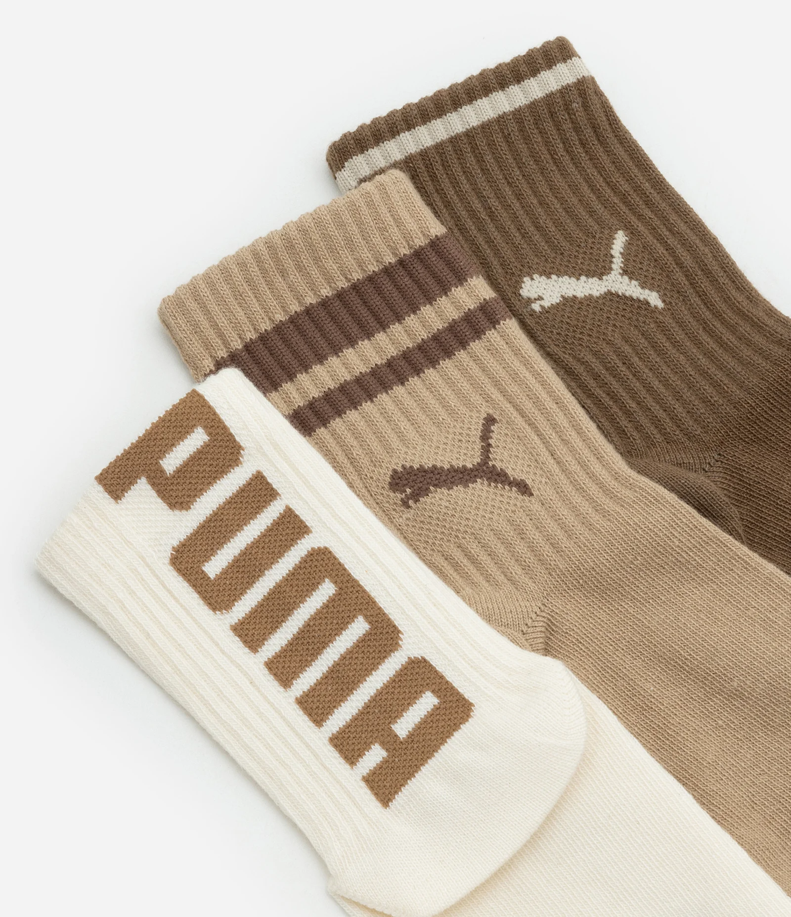 Kit 03 Meias Infantis Cano Médio Puma - Tam 25 a 39 Marrom/Bege 3